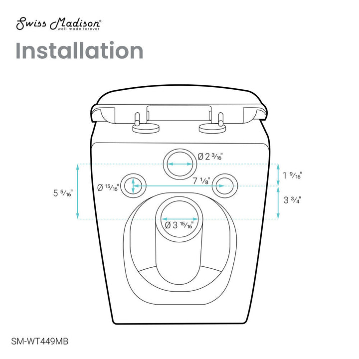 St.Tropez Wall-Hung Elongated Toilet Bowl in Matte Black