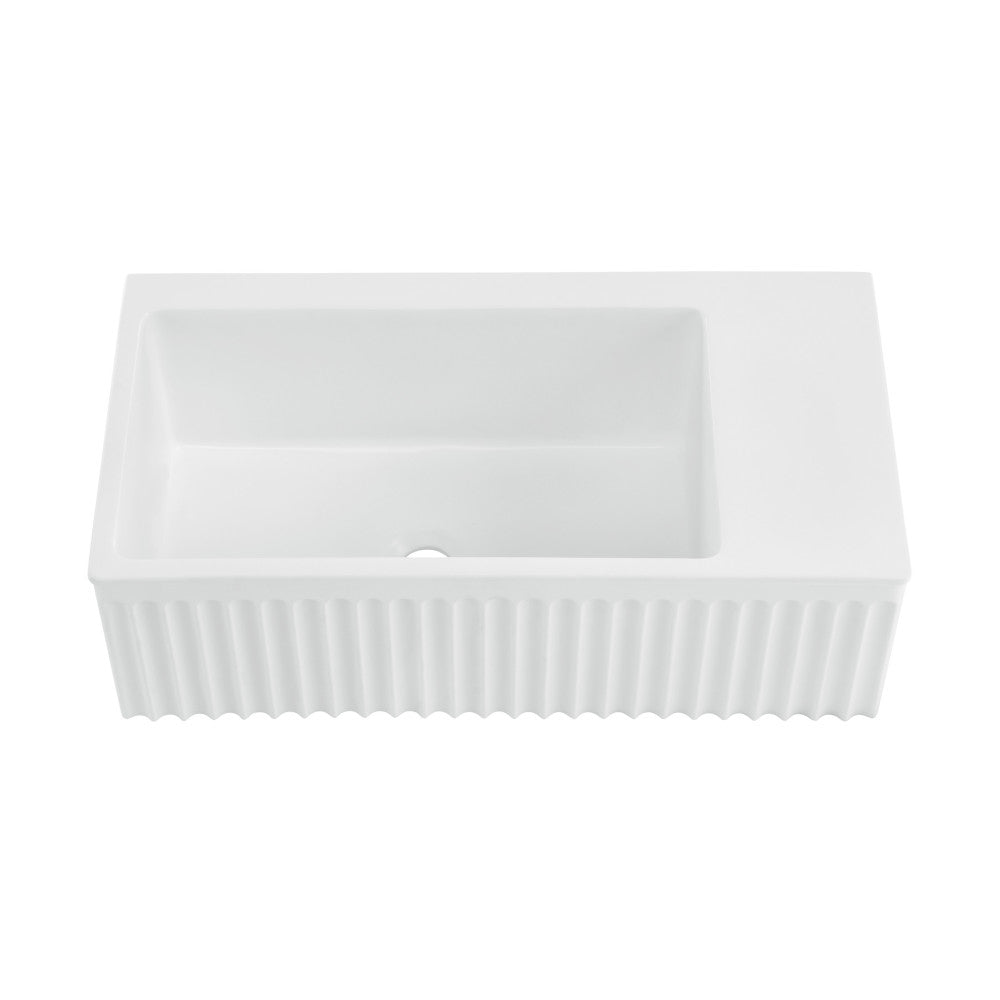 Delice 24" Rectangle Wall-Mount Bathroom Sink in Matte White