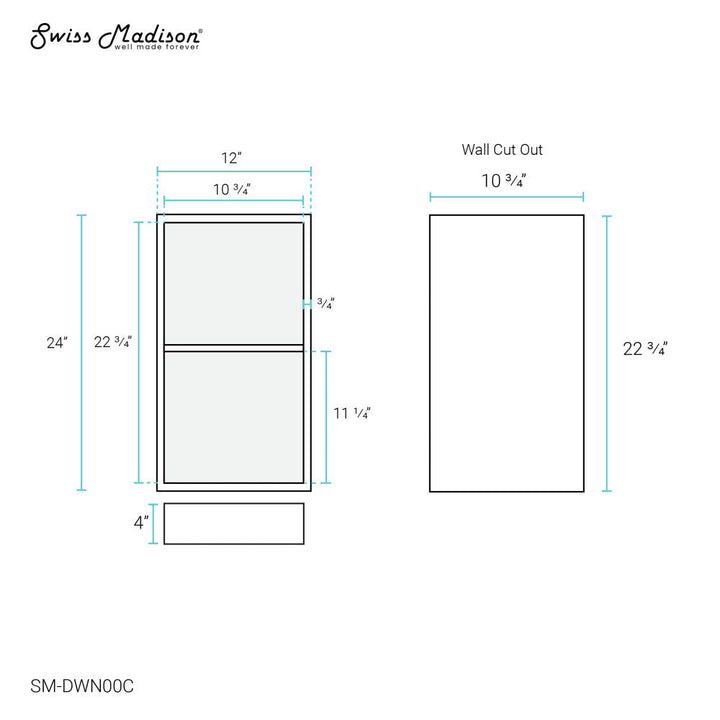 Voltaire 12" x 24" Stainless Steel Double Shelf Wall Niche in Polished Chrome
