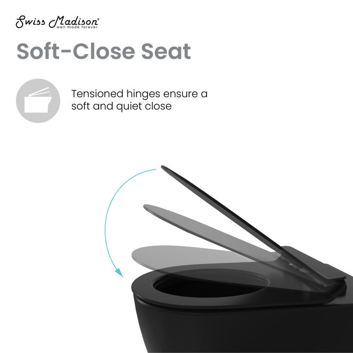 St.Tropez Wall-Hung Elongated Toilet Bowl in Matte Black