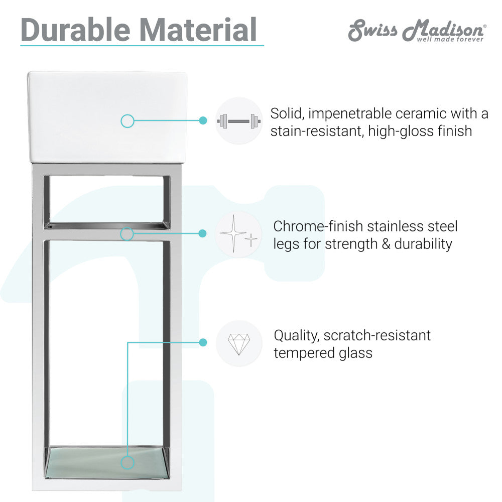 Pierre 19.5 Single, Open Shelf, Chrome Metal Frame Bathroom Vanity