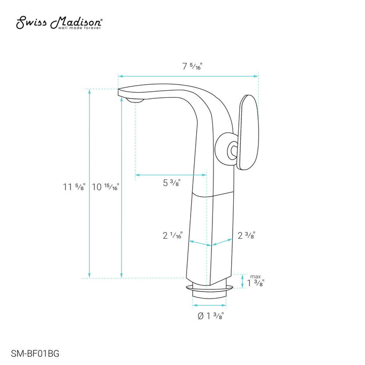 Chateau Single Hole, Single-Handle, High Arc Bathroom Faucet in Brushed Gold