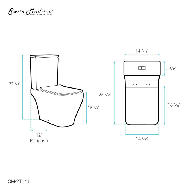 Nadar Two-Piece Elongated Toilet Dual-Flush 1.1/1.6 gpf