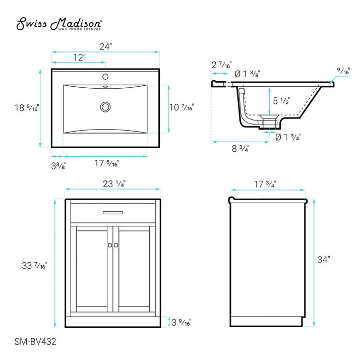 Burdon 24" Bathroom Vanity in Oak