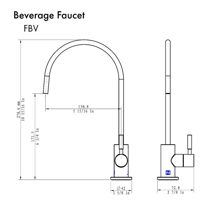 ZLINE Autograph Edition Single Handle Drink Faucet in Matte Black (FBV-MB)