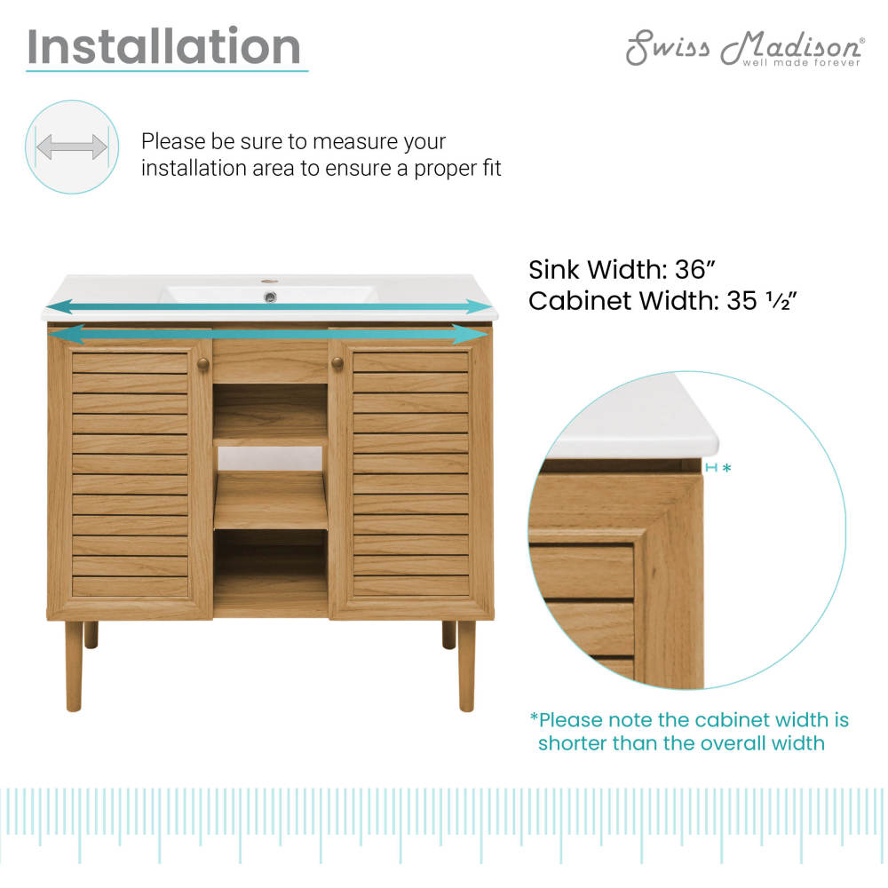 Bron 36" Bathroom Vanity in Oak
