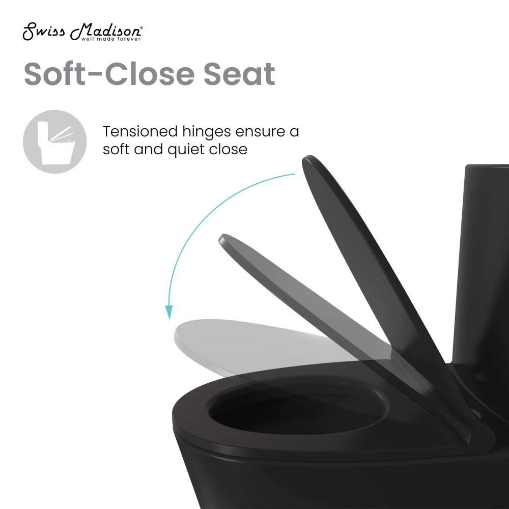 Ivy One Piece Toilet Dual Vortex Flush in Glossy Black 1.1/1.6 gpf