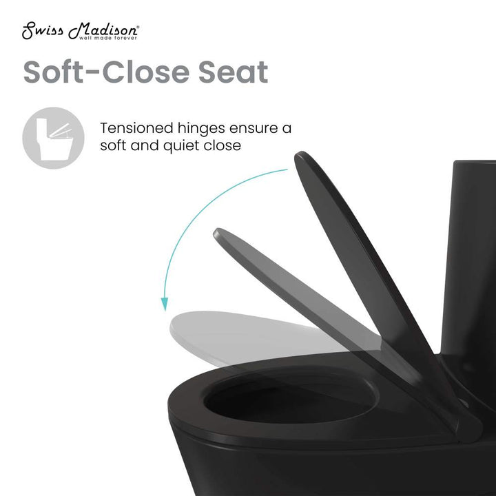 Ivy One Piece Toilet Dual Vortex Flush in Glossy Black 1.1/1.6 gpf