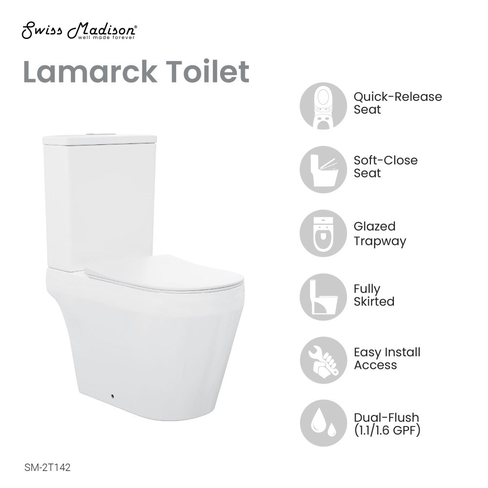 Lamarck Two-Piece Elongated Toilet Dual-Flush 1.1/1.6 gpf