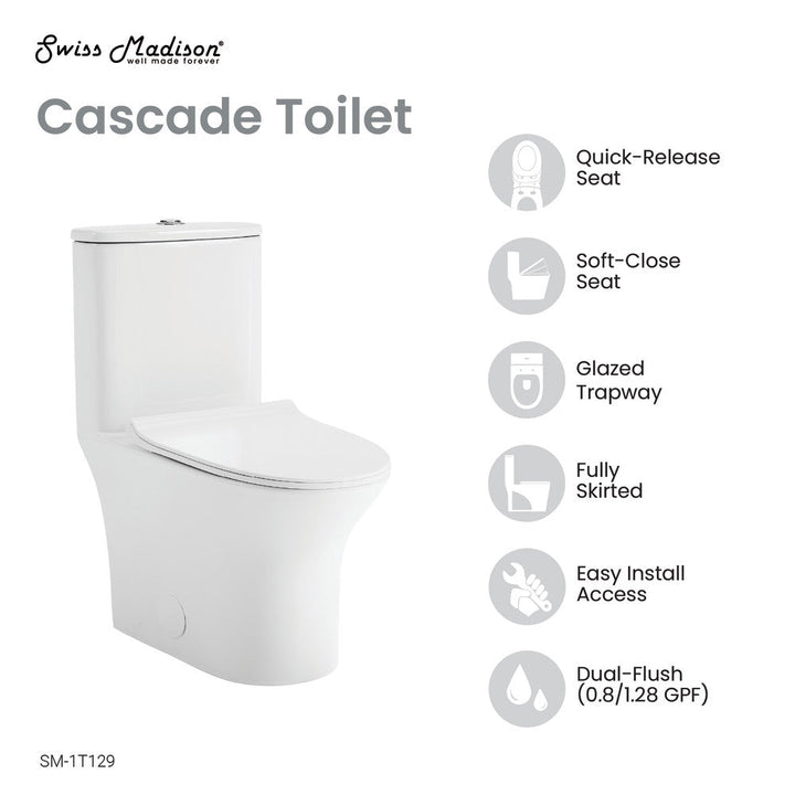 Cascade One-Piece Toilet Dual-Flush 0.8/1.28 gpf