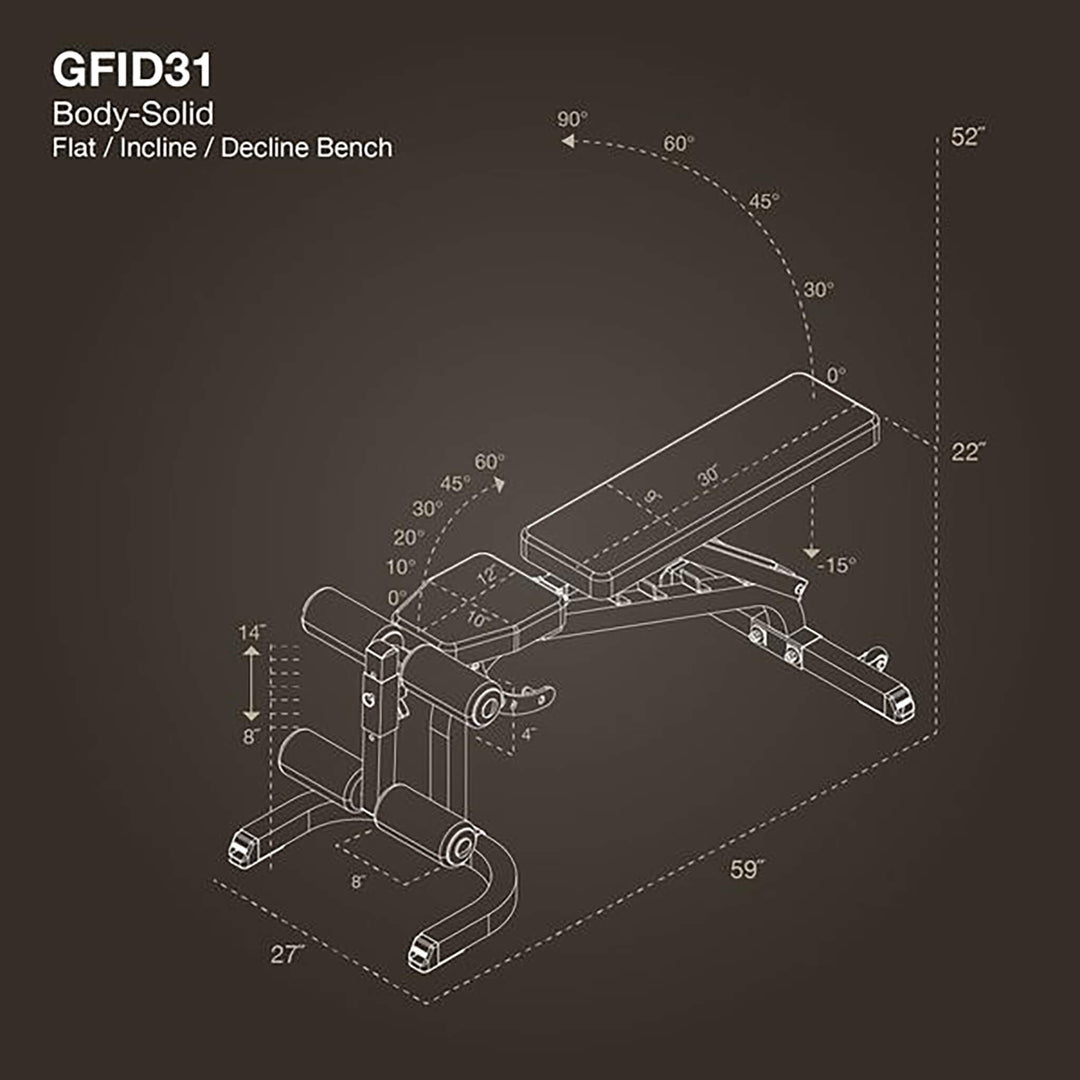 Body Solid GFID31 Flat Incline Decline Bench