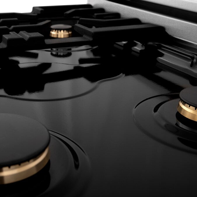 ZLINE Edition 30"Range Gas Stove Oven in DuraSnow Stainless Steel Gold