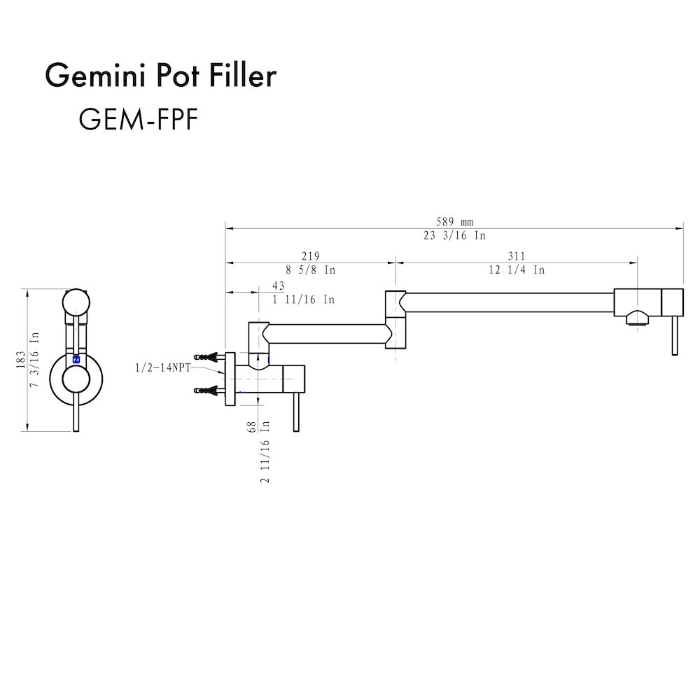 ZLINE Autograph Edition Gemini Pot Filler in Polished Gold (GEM-FPF-PG)