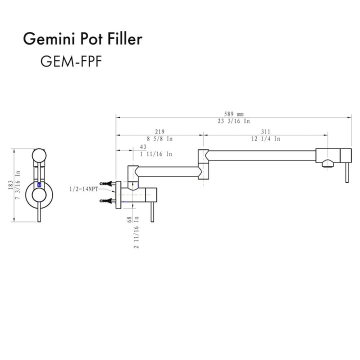 ZLINE Autograph Edition Gemini Pot Filler in Polished Gold (GEM-FPF-PG)