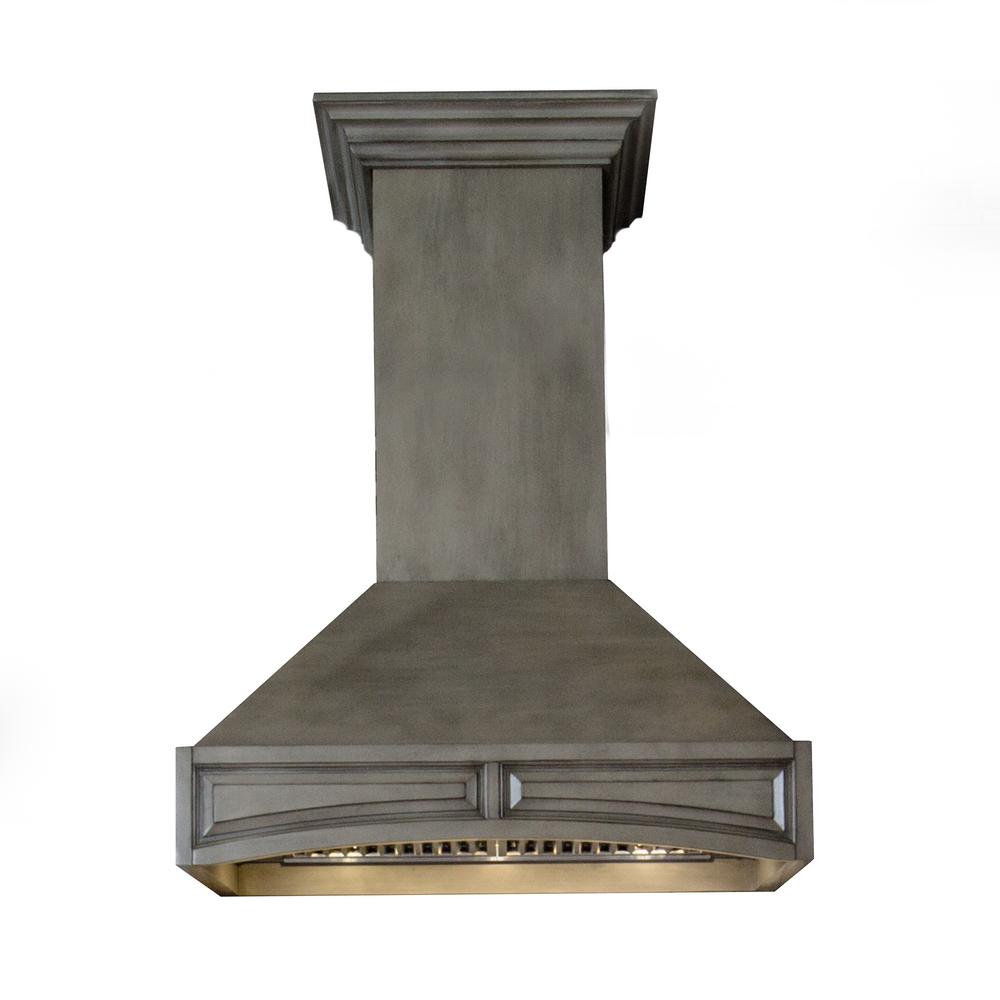 Wooden Wall Mount Range Hood in Distressed Gray - Includes Motor ZLINE 30 in.