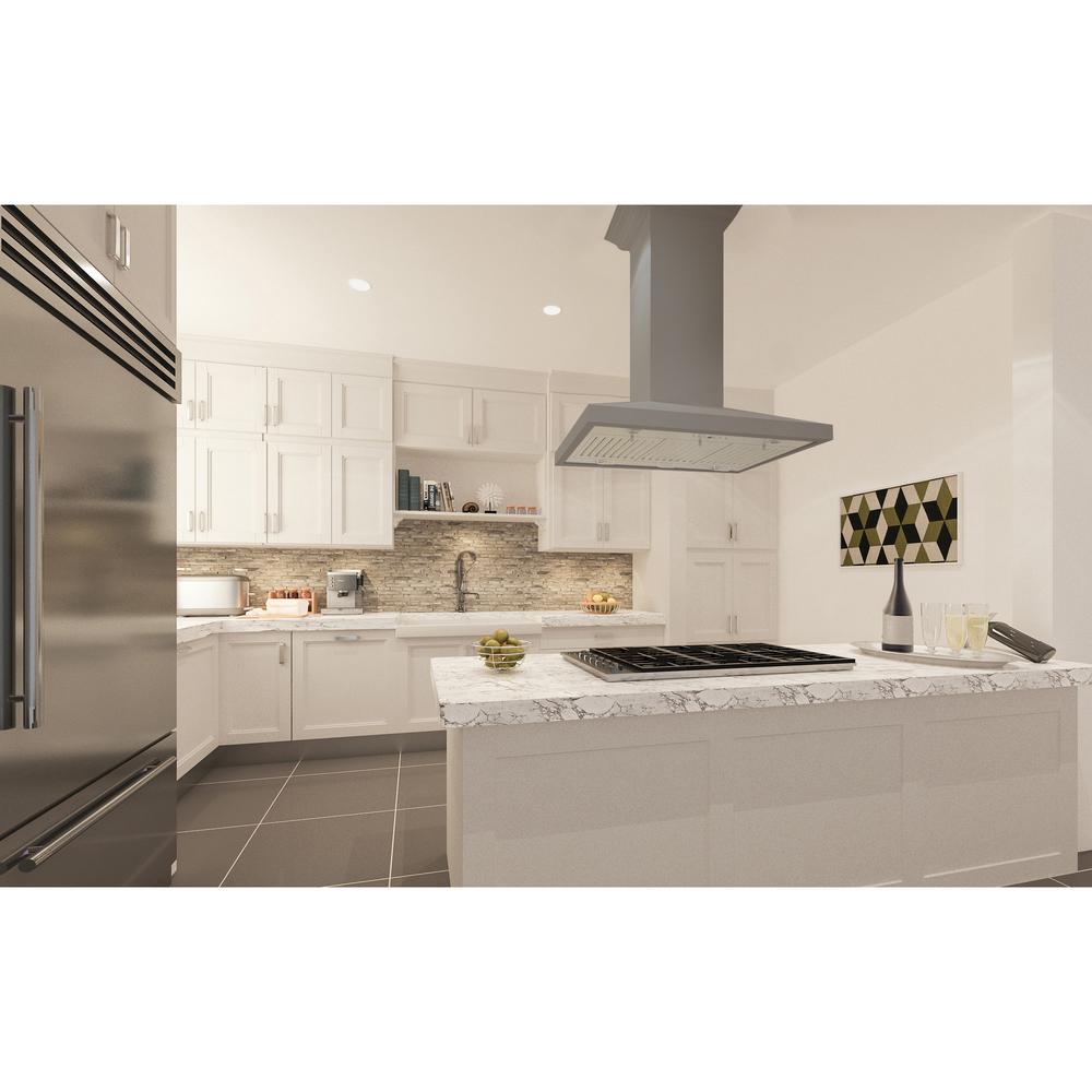 Wooden Island Mount Range Hood in Gray - Includes Motor  ZLINE 30 in.