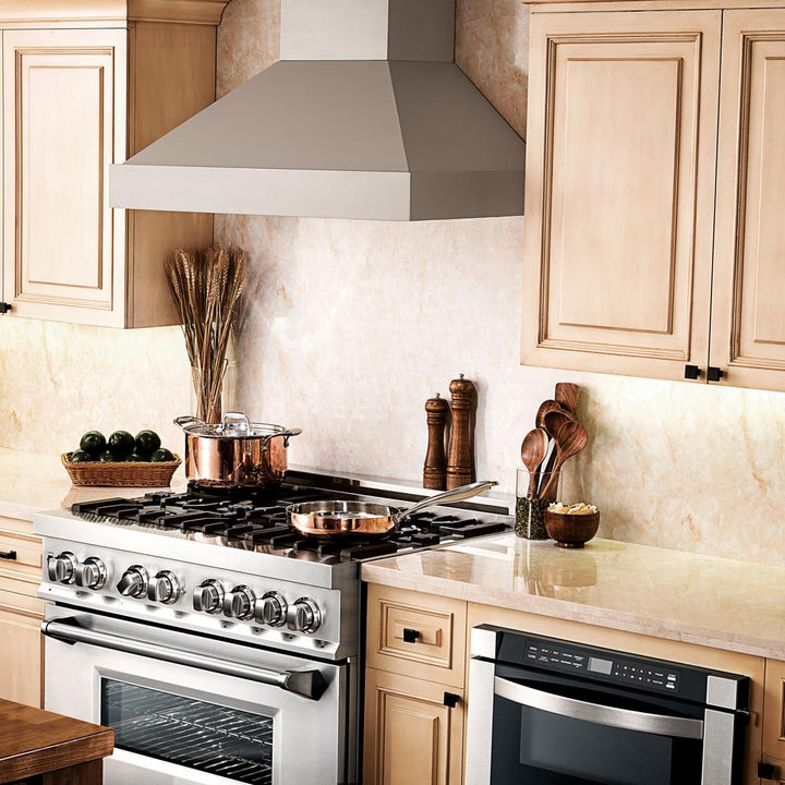 Wooden Wall Mount Range Hood in Gray - Includes Motor  ZLINE 48 in.