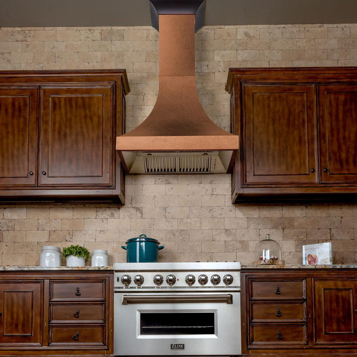 Designer Series Hand-HammeredCopper Finish Wall Range Hood (8632H-36)  ZLINE 36"