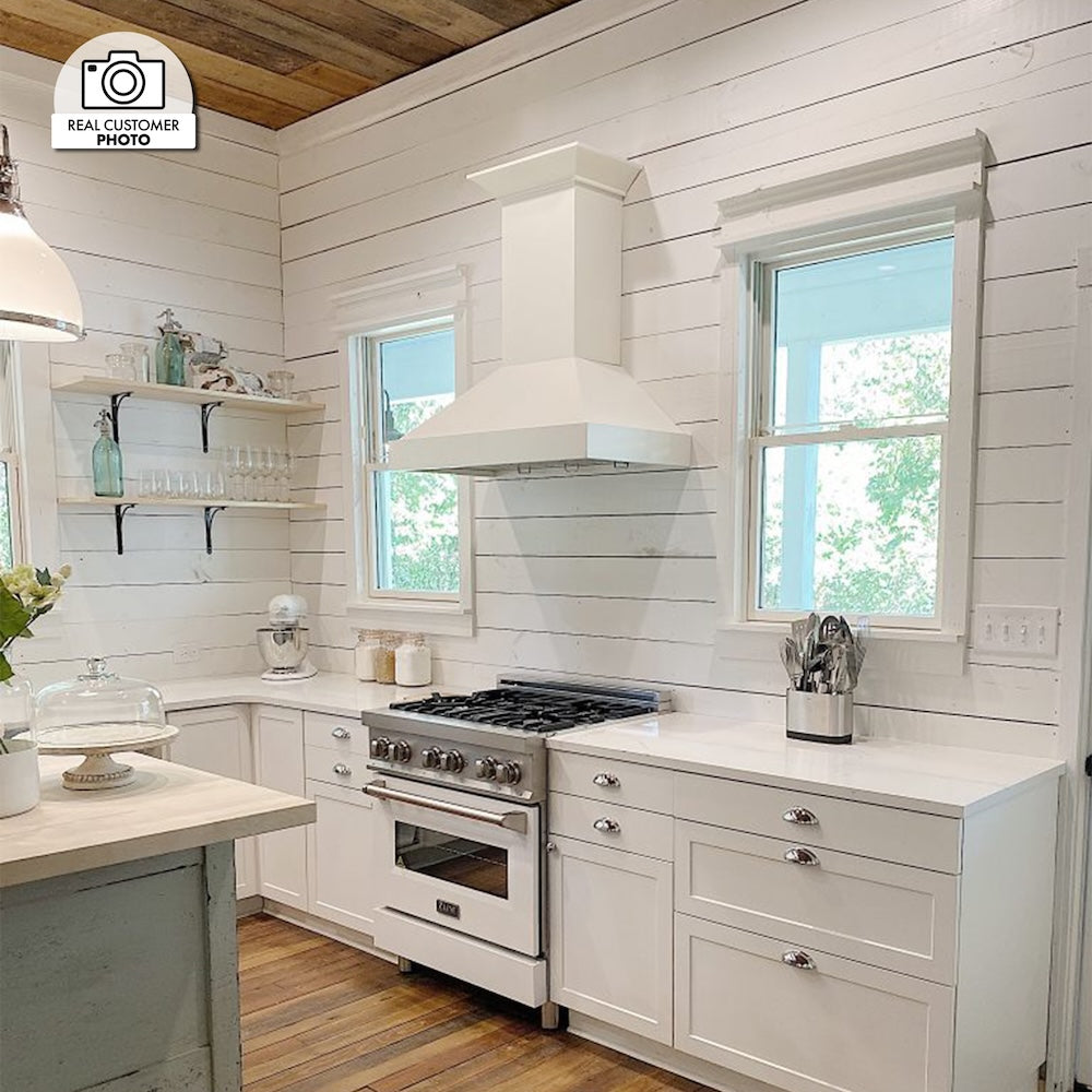 ZLINE 30 in. Ducted Wooden Wall Mount Range Hood in Cottage White (KBTT-30)