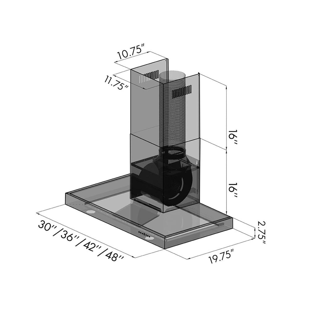 ZLINE 36 in. Convertible Vent Wall Mount Range Hood in Stainless Steel (KE-36)