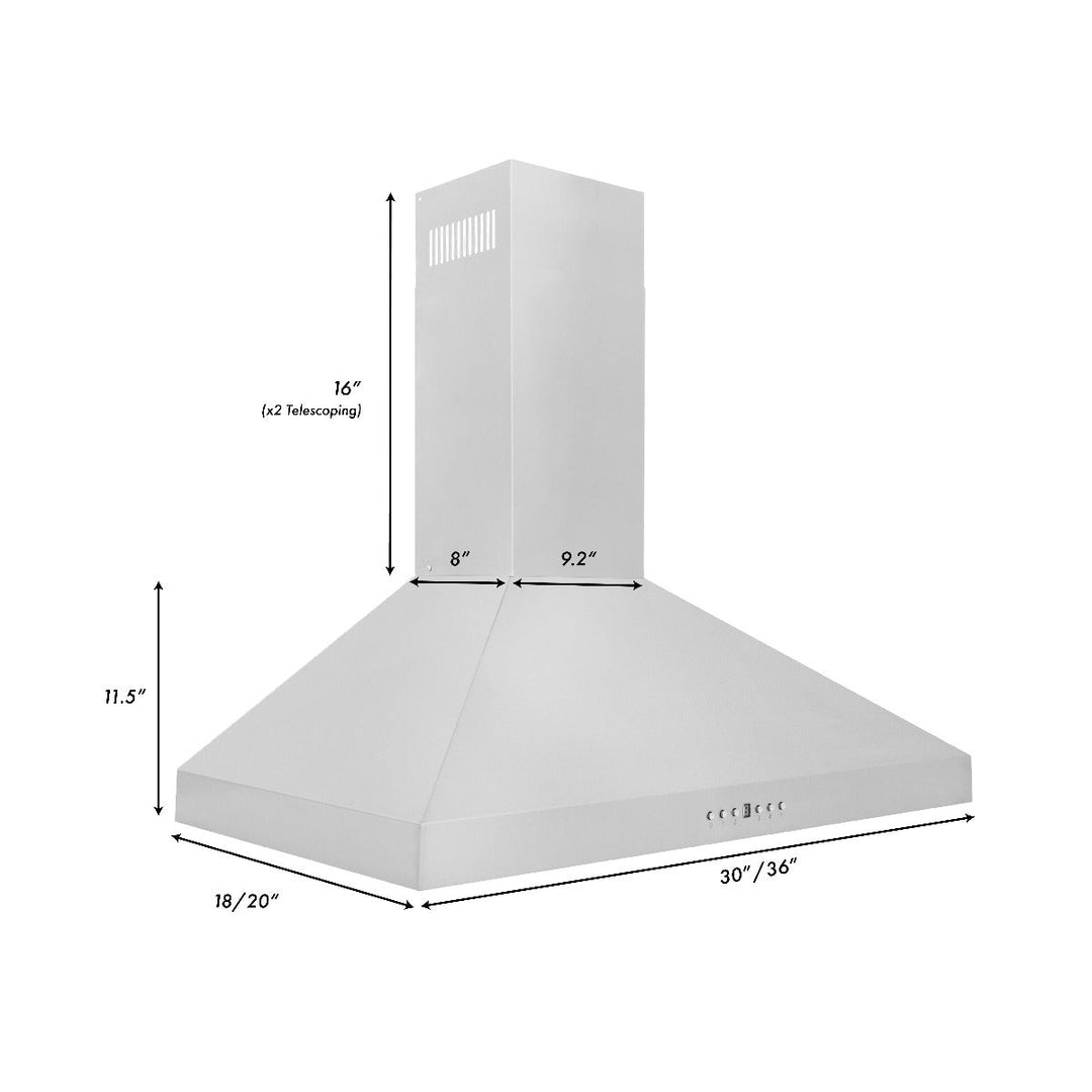 ZLINE 30 in. Convertible Vent Wall Mount Range Hood in Stainless Steel, KL3-30