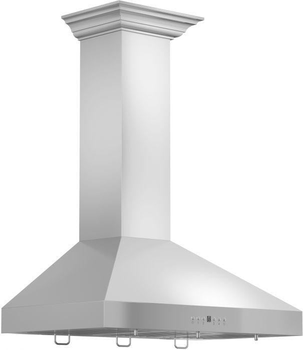 ZLINE 48 in. Convertible Vent Wall Mount Range Hood in Stainless Steel with Crown Molding, KL3CRN-48