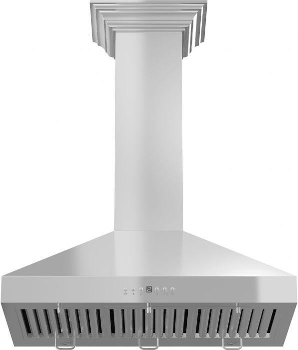 ZLINE 48 in. Convertible Vent Wall Mount Range Hood in Stainless Steel with Crown Molding, KL3CRN-48