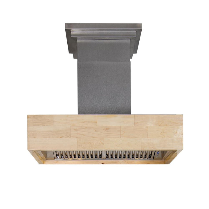 Remote Blower Designer Series Wooden Island Mount Range Hood in Butcher Block (681iM-RS-48-400)   ZLINE 48 in.