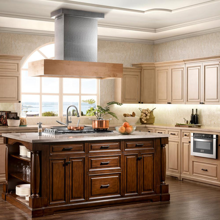 Designer Series Wooden Island Mount Range Hood in Butcher Block (681iM-42)  ZLINE 42 in.