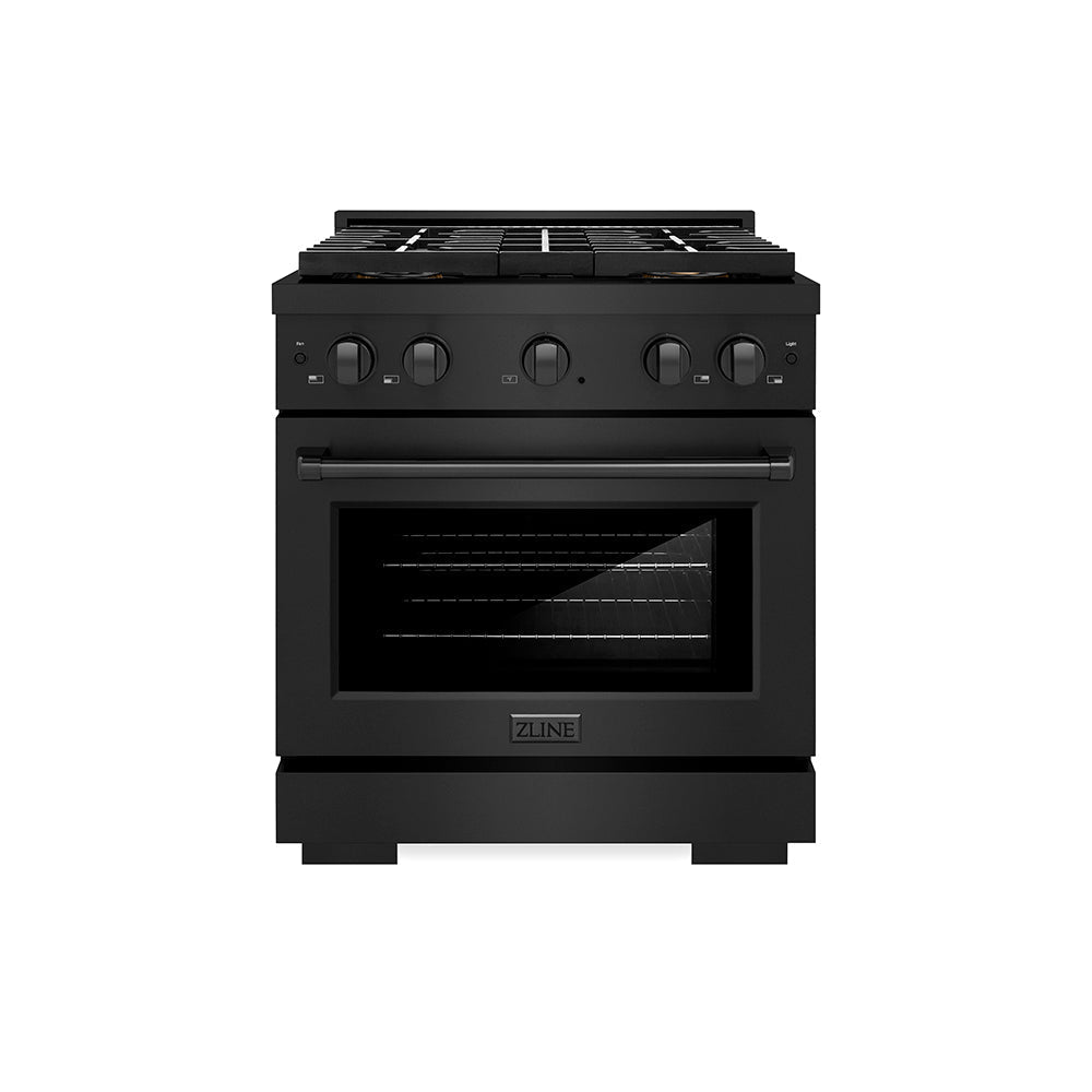 Zline 30 In. 4.2 Cu. Ft. Paramount Dual Fuel Range With 4 Burner Duopro™ Cooktop And Electric Convection Oven In Black Stainless Steel (Psdrb-30)