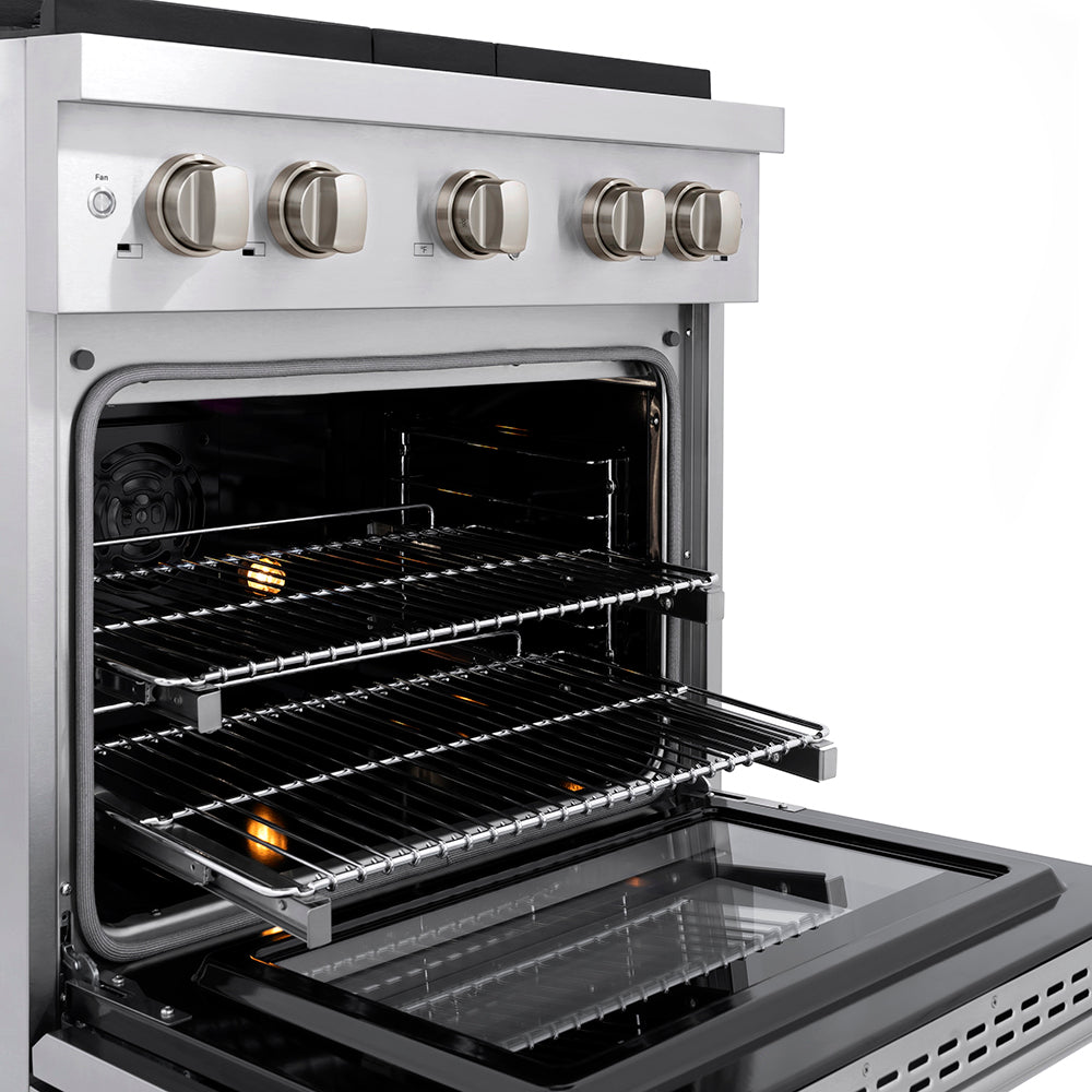 Zline 30 In. 4.2 Cu. Ft. Paramount Dual Fuel Range With 4 Burner Duopro™ Cooktop And Electric Convection Oven In Stainless Steel (Psdr30)