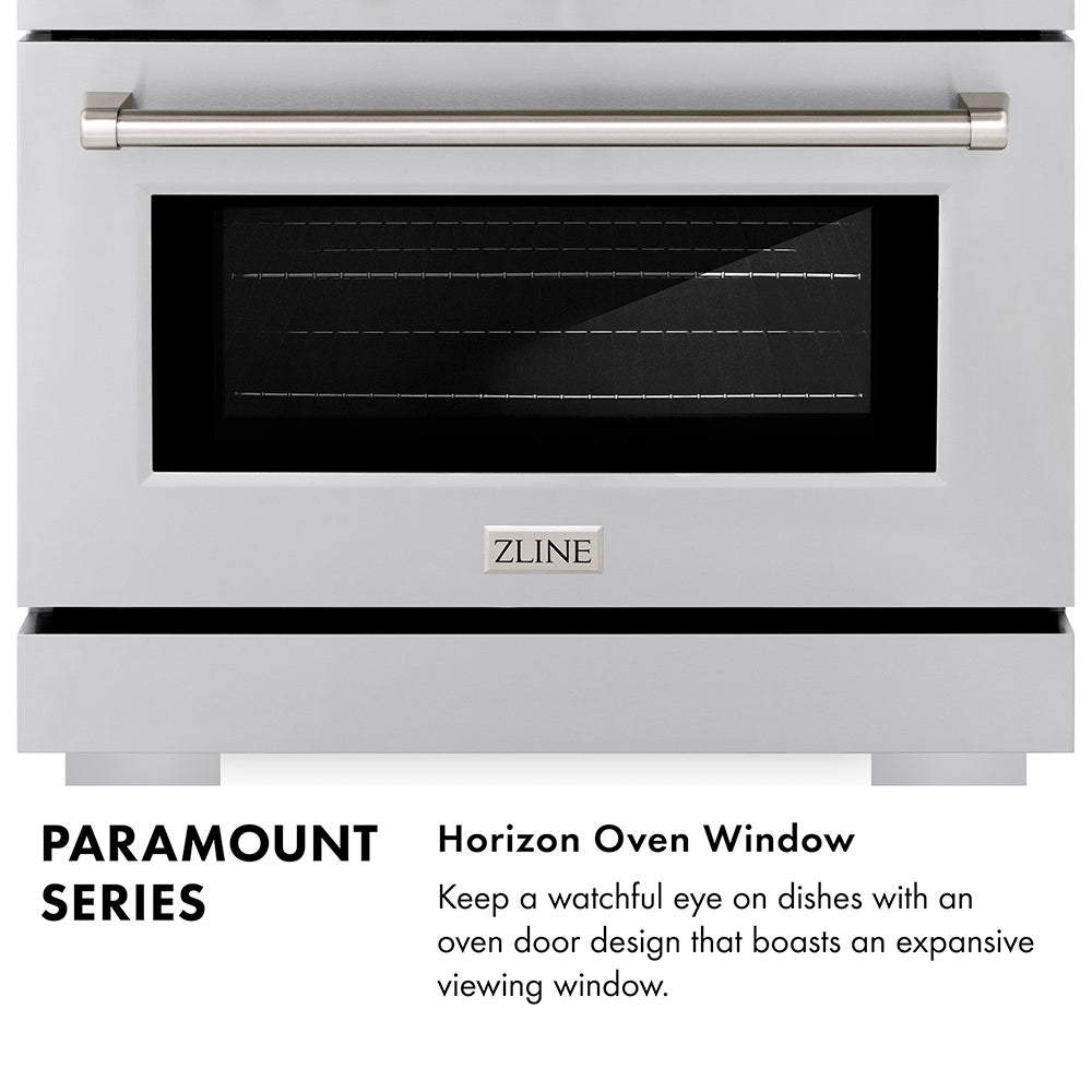 Zline 30 In. 4.2 Cu. Ft. Paramount Gas Range With 4 Burner Duopro™ Cooktop And Convection Gas Oven In Satin Stainless Steel With White Matte Door (Psgrs-Wm-30)