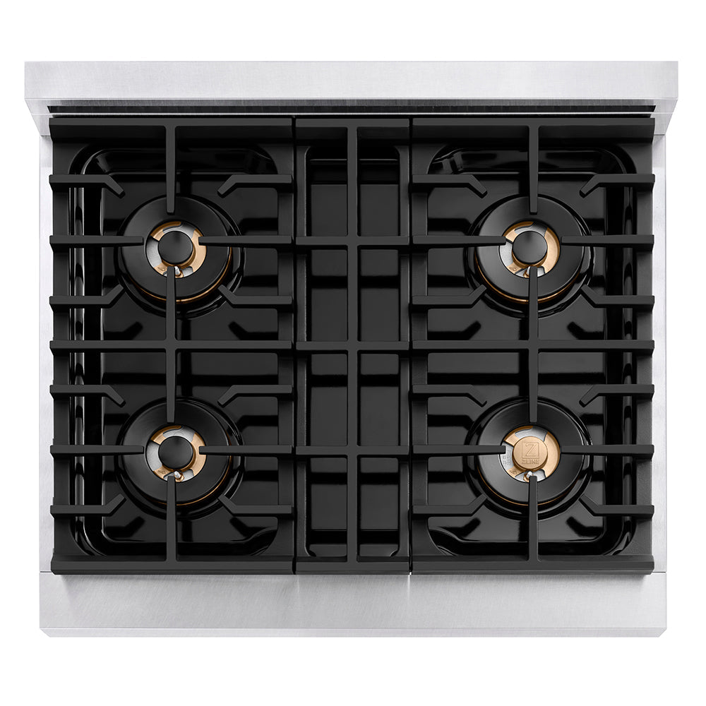 Zline 30 In. 4.2 Cu. Ft. Paramount Dual Fuel Range With 4 Burner Duopro™ Cooktop And Electric Convection Oven In Satin Stainless Steel (Psdrs-30)