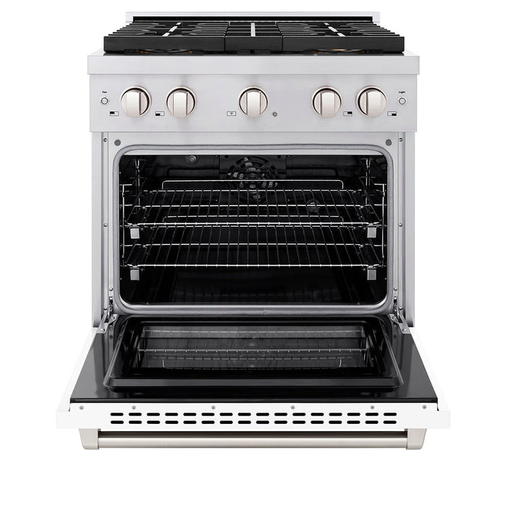 Zline 30 In. 4.2 Cu. Ft. Paramount Dual Fuel Range With 4 Burner Duopro™ Cooktop And Electric Convection Oven With White Matte Door (Psdr-Wm-30)