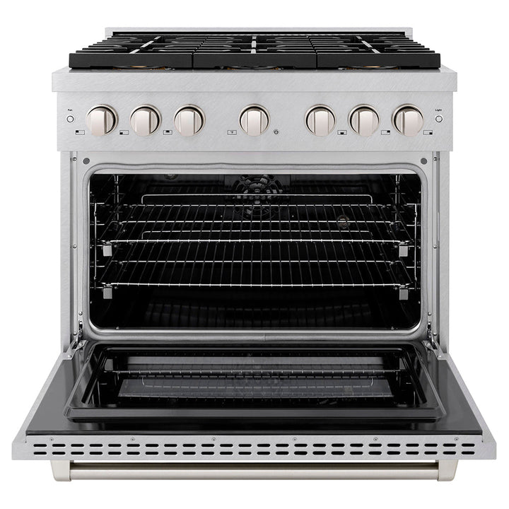 Zline 36 In. 5.2 Cu. Ft. Paramount Dual Fuel Range With 6 Burner Duopro™ Cooktop And Electric Convection Oven In Satin Stainless Steel (Psdrs-36)