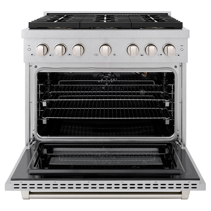 Zline 36 In. 5.2 Cu. Ft. Paramount Gas Range With 6 Burner Duopro™ Cooktop And Convection Gas Oven In Satin Stainless Steel (Psgrs-36)