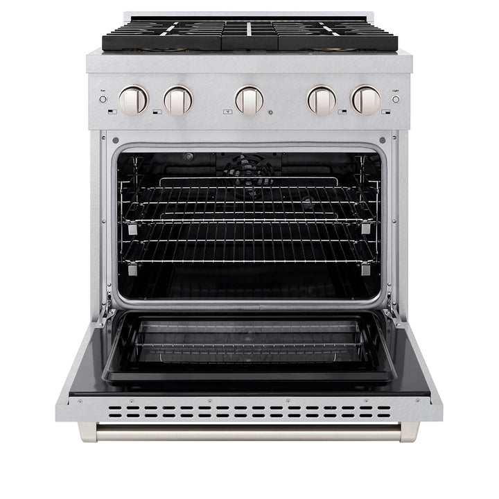 Zline 30 In. 4.2 Cu. Ft. Paramount Dual Fuel Range With 4 Burner Duopro™ Cooktop And Electric Convection Oven In Satin Stainless Steel (Psdrs-30)