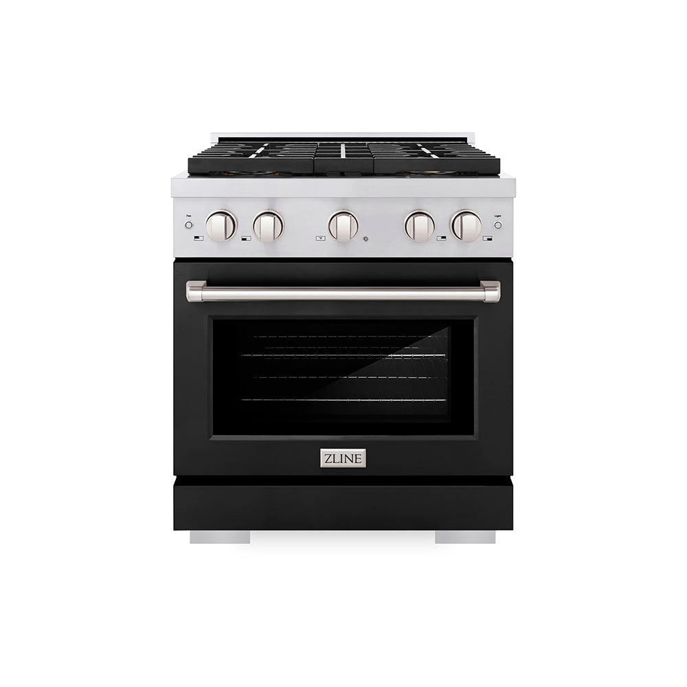 Zline 30 In. 4.2 Cu. Ft. Paramount Gas Range With 4 Burner Duopro™ Cooktop And Convection Gas Oven With Black Matte Door (Psgr-Blm-30)