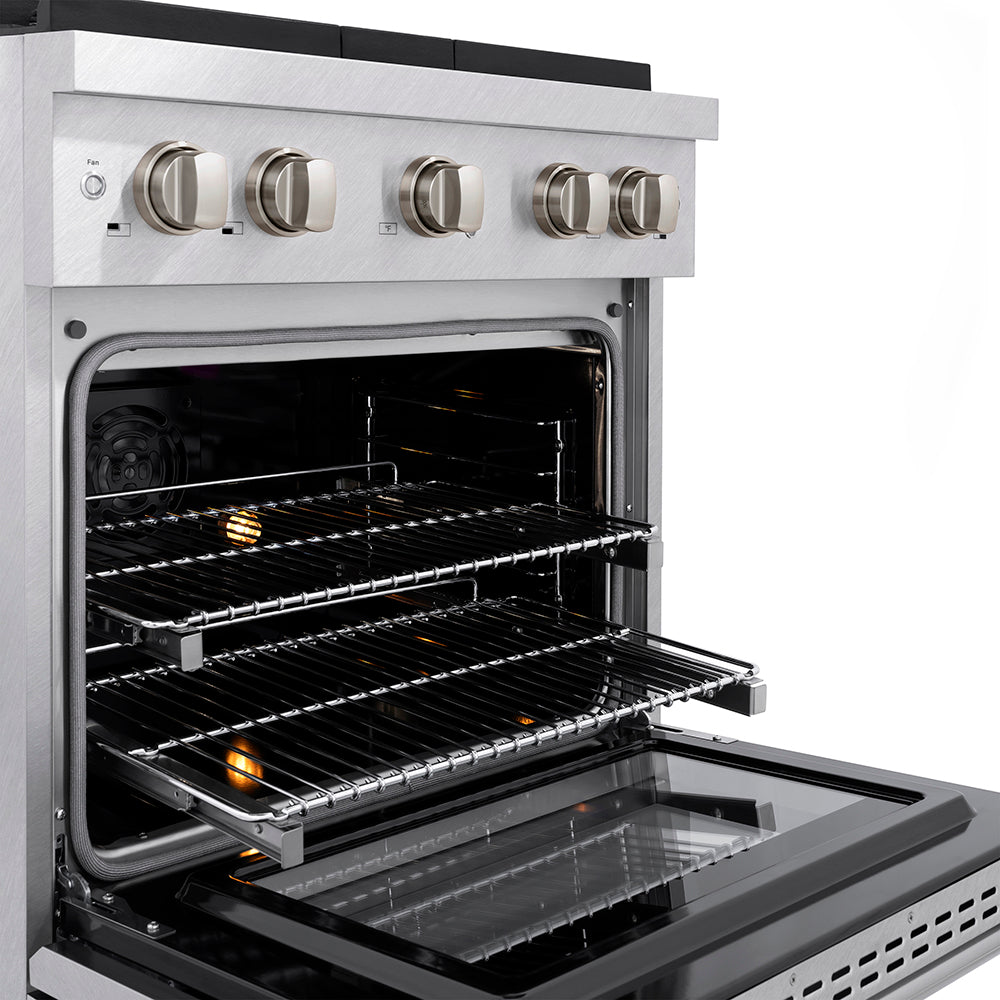 Zline 30 In. 4.2 Cu. Ft. Paramount Dual Fuel Range With 4 Burner Duopro™ Cooktop And Electric Convection Oven In Satin Stainless Steel (Psdrs-30)