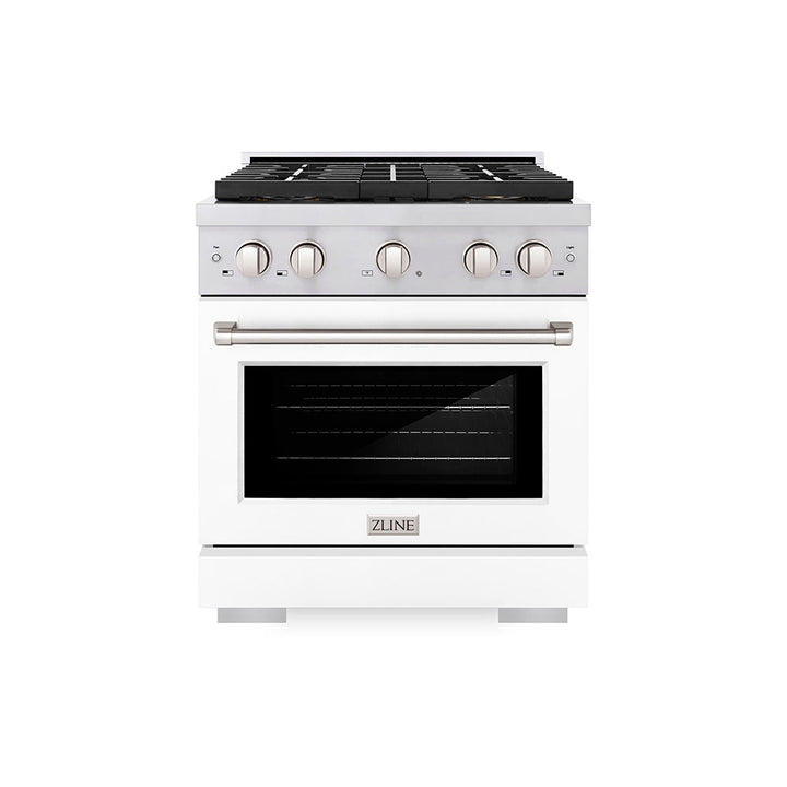 Zline 30 In. 4.2 Cu. Ft. Paramount Gas Range With 4 Burner Duopro™ Cooktop And Convection Gas Oven With White Matte Door (Psgr-Wm-30)