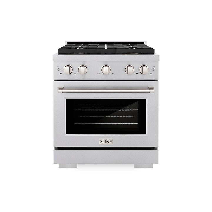 Zline 30 In. 4.2 Cu. Ft. Paramount Dual Fuel Range With 4 Burner Duopro™ Cooktop And Electric Convection Oven In Satin Stainless Steel (Psdrs-30)