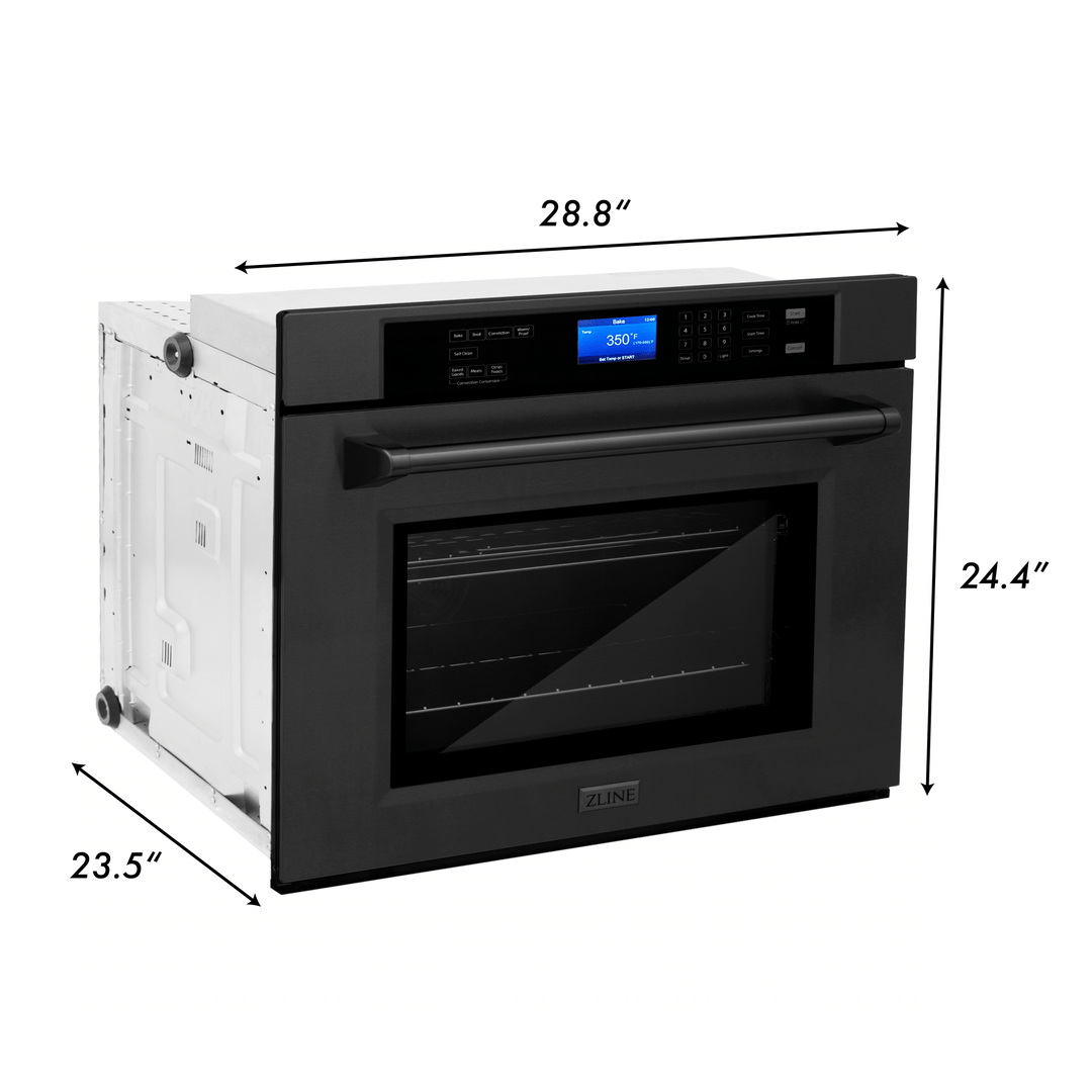 ZLINE Kitchen Appliance Package with 36 in. Black Stainless Steel Rangetop and 30 in. Single Wall Oven, 2KP-RTBAWS36