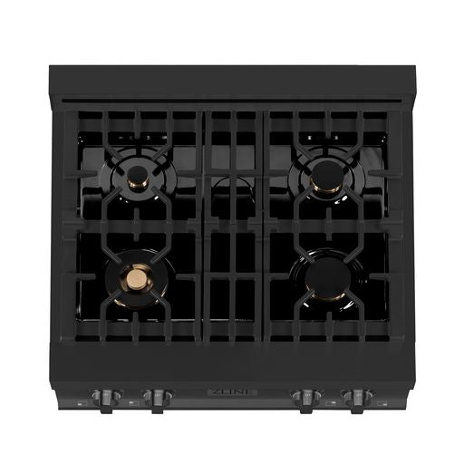 ZLINE 30" Porcelain Stovetop W/ 4 Gas Burners Black Stainless Steel
