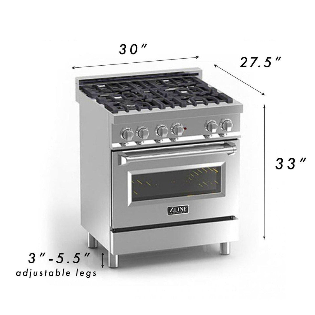 ZLINE 30 in. Professional Gas Burner/Electric Oven Stainless Steel Range with Blue Matte Door, RA-BM-30