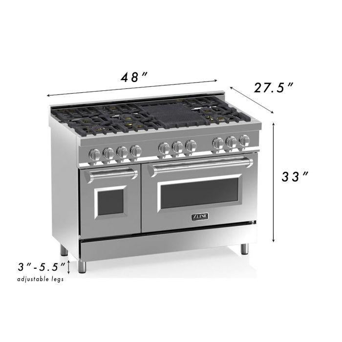 ZLINE 48 in. Professional Gas Burner/Electric Oven Stainless Steel 6.0 cu.ft. 7 Range - Blue Matte, RA-BM-48