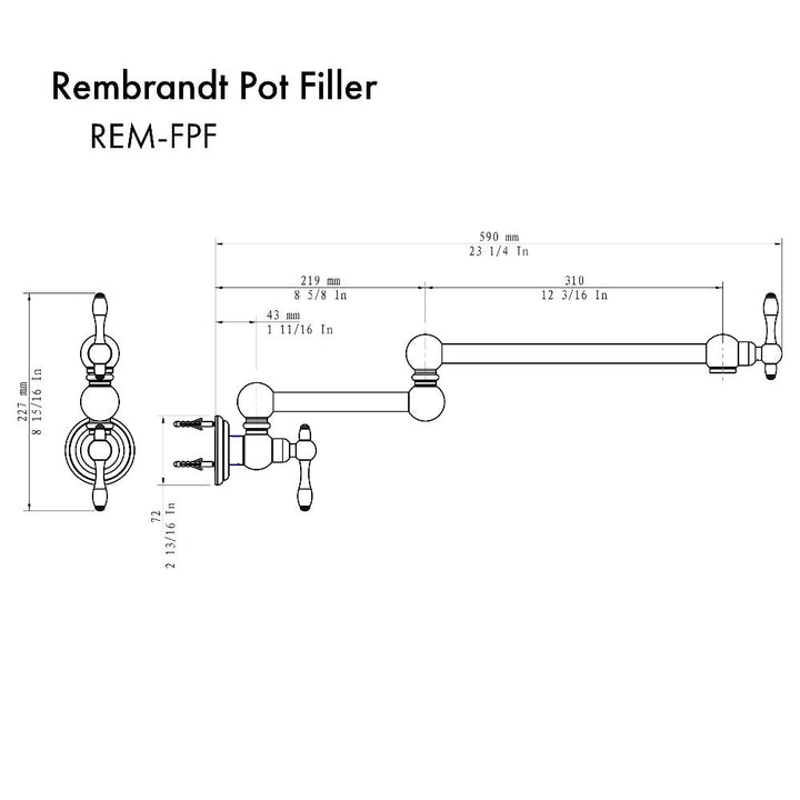 ZLINE Autograph Edition Rembrandt Pot Filler in Polished Gold (REM-FPF-PG)