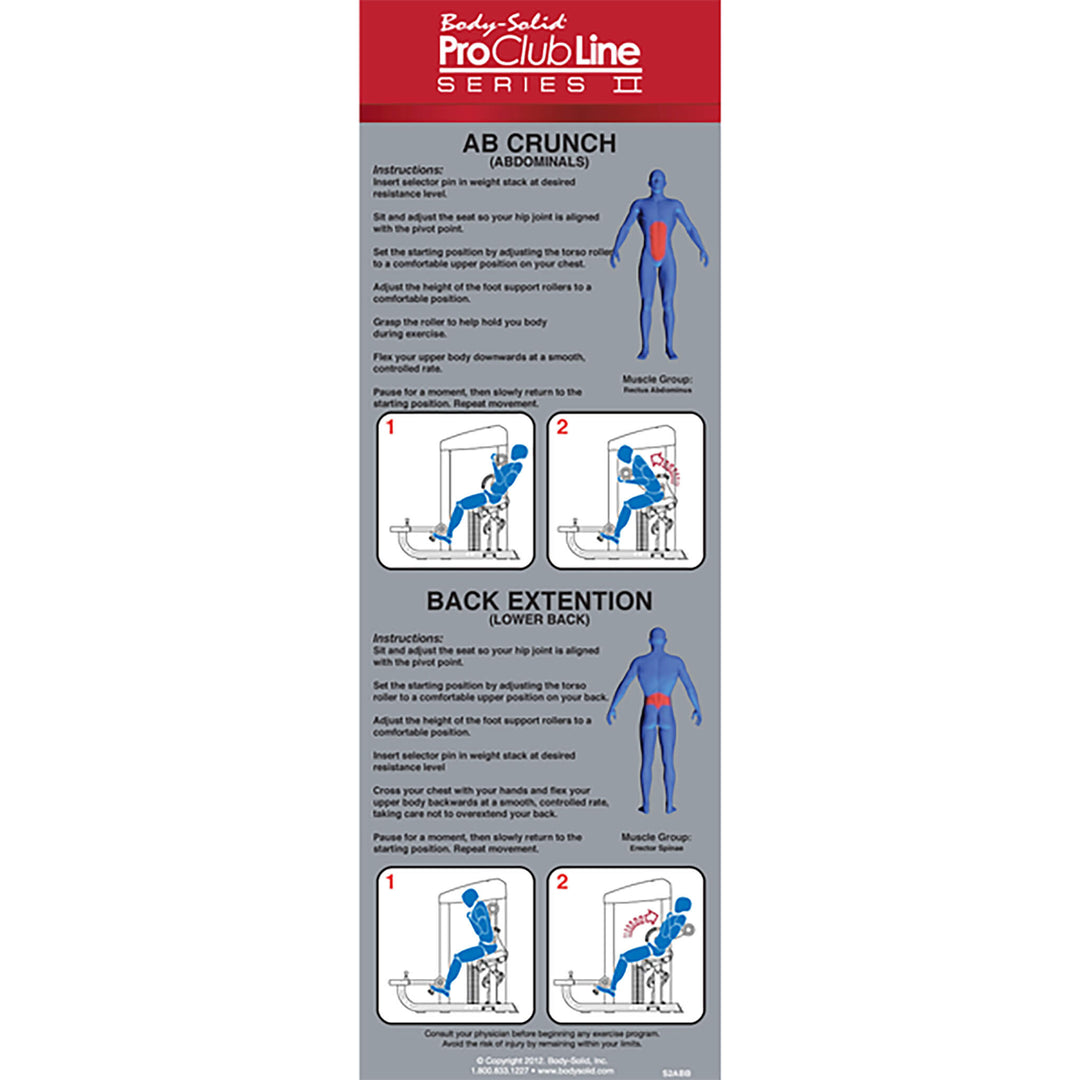 Body Solid Pro Clubline S2ABB Series II AB and Back Machine