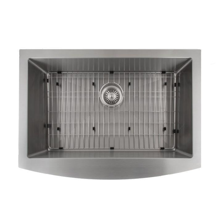 ZLINE 33 in. Vail Farmhouse Apron Mount Single Bowl Stainless Steel Kitchen Sink with Bottom Grid, SAS-33