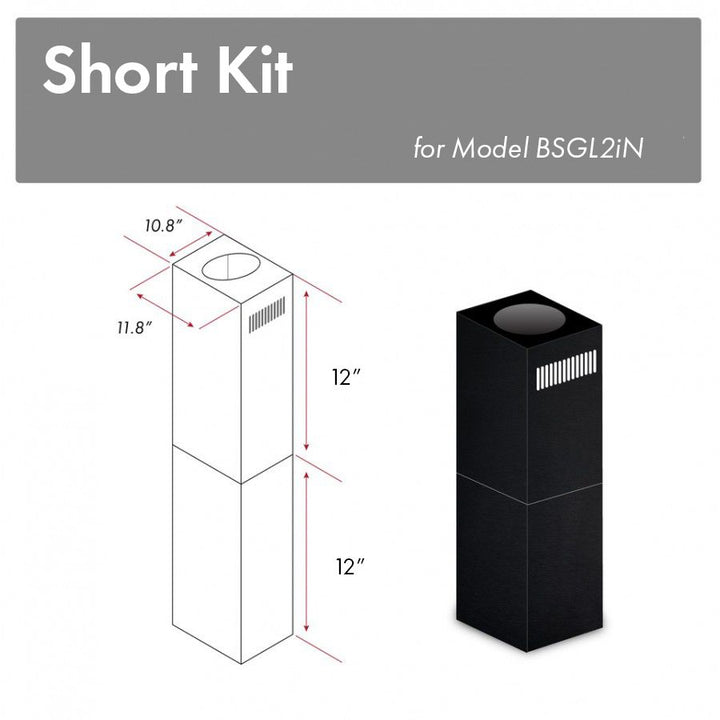 ZLINE 2-12 In. Short Chimney Pieces For 7 Ft. To 8 Ft. Ceilings In Black Stainless (SK-BSGL2iN)