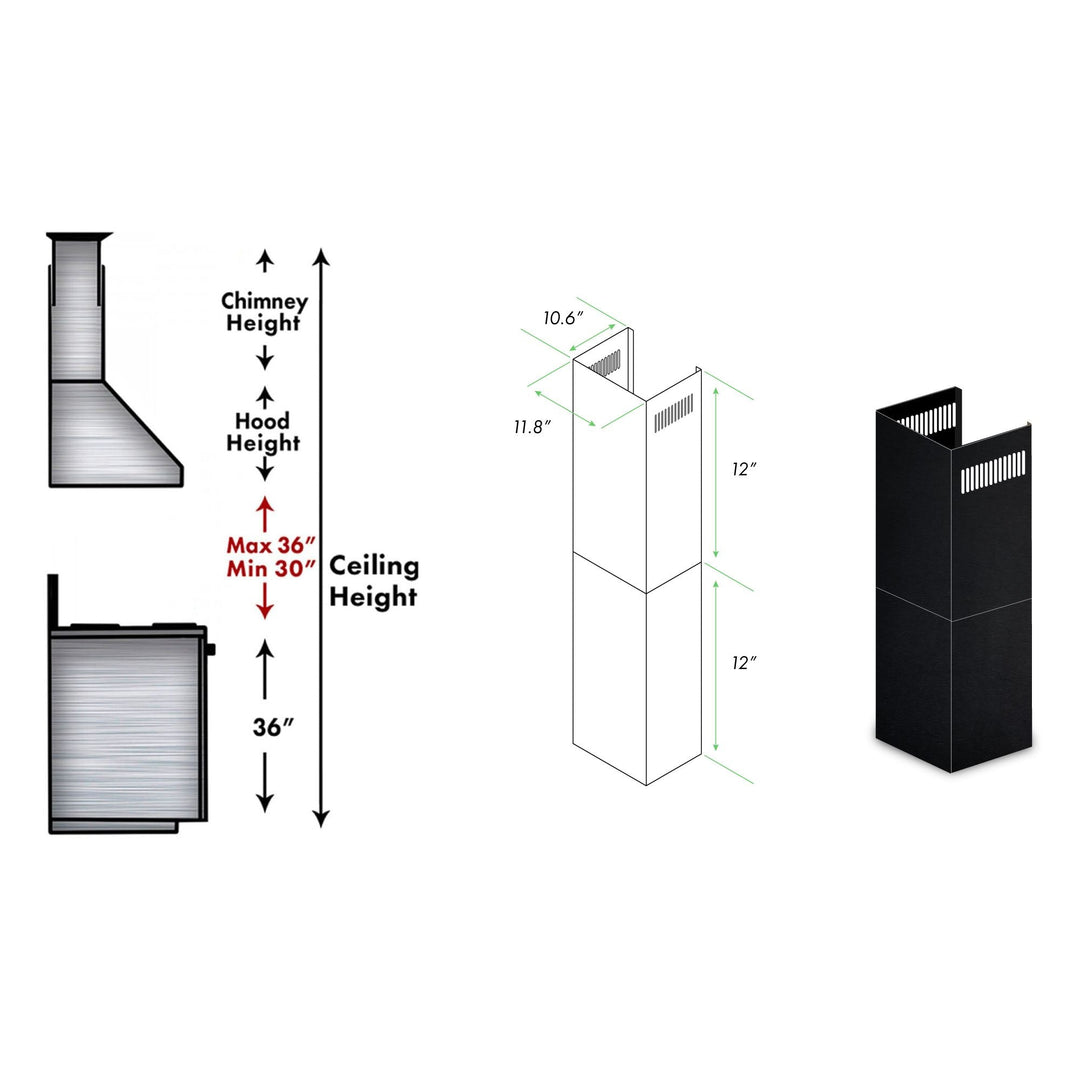 ZLINE 2-12 In. Short Chimney Pieces For 7 Ft. To 8 Ft. Ceilings (SK-BSKEN)